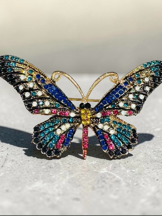 Butterfly Multicolored Brooch - Picture 5 of 5